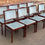 Miniature : 8 chaises scandinaves en teck massif et velours bleu des années 1960