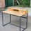 Miniature : Bureau scandinave chêne massif et métal noir 105cm
