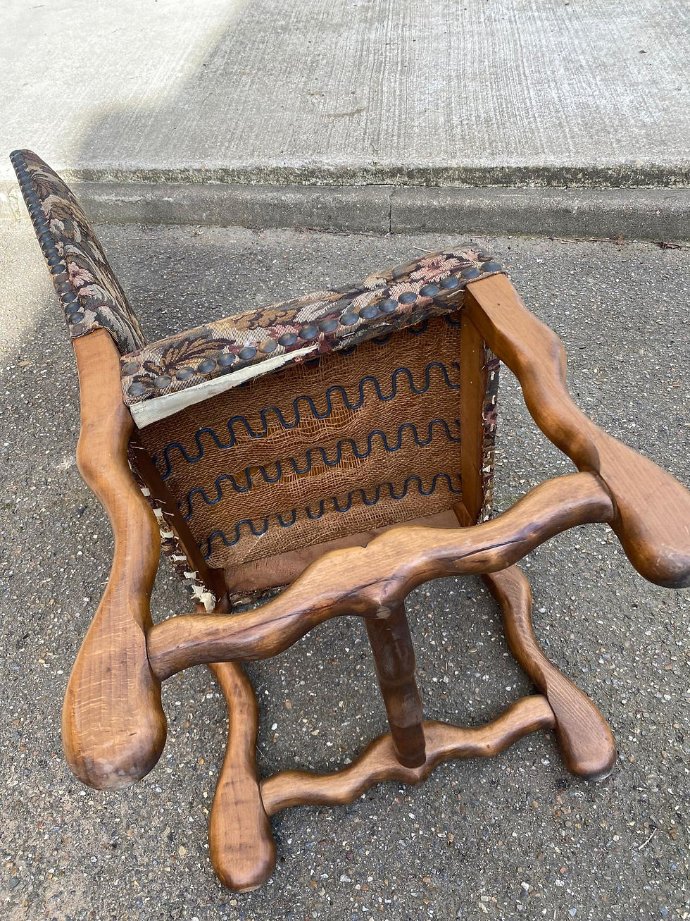 Miniature : 6 chaises Louis XIV bois massif os de mouton et tissu fleurs du 19ème