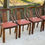Miniature : Lot de 4 chaises gondole art déco en bois massif chêne cuir skaï bordeaux