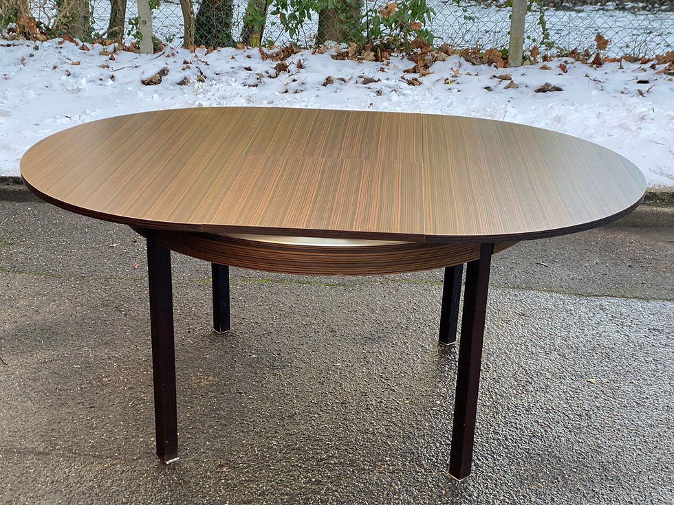 Miniature : Table à manger scandinave ronde extensible 1960