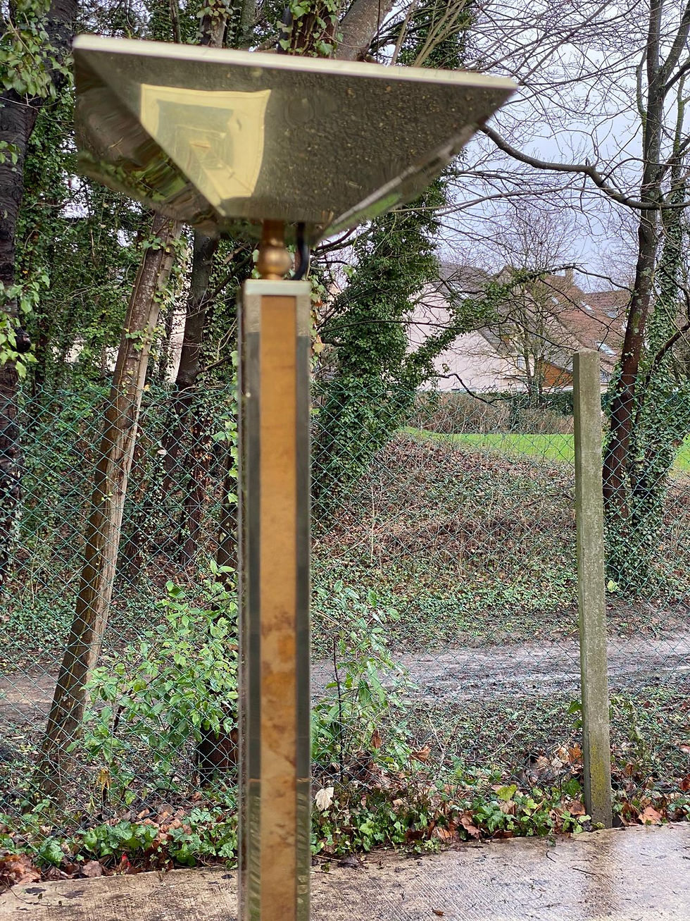 Miniature : Lampadaire carré art déco halogène vintage en laiton doré