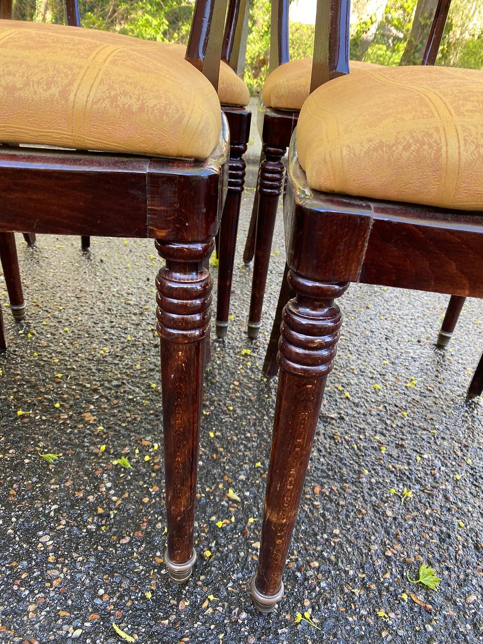 Miniature : 6 chaises à manger bois massif acajou Regency et tissu jaune
