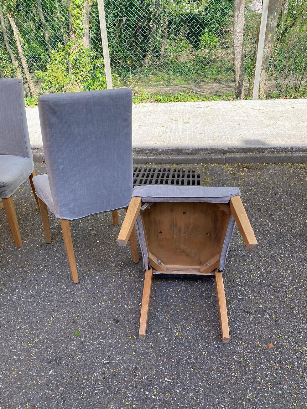 Miniature : 4 chaises à manger scandinaves bois massif et tissu gris ikea Henriksdal