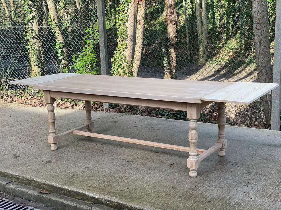 Miniature : Table de ferme extensible rénovée en chêne brut 280cm