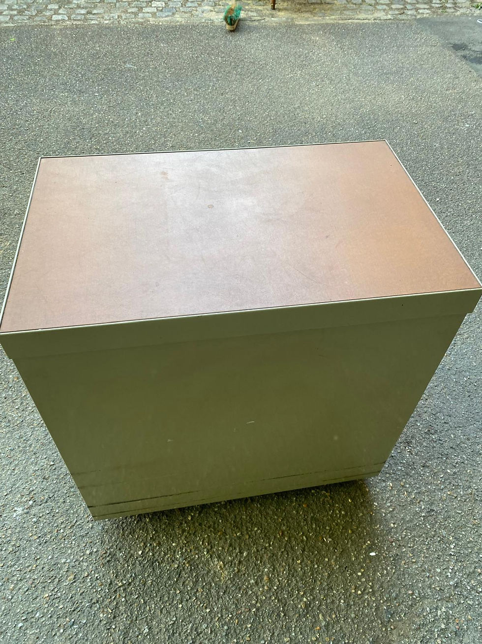 Miniature : Classeur de bureau métallique beige sur roulettes