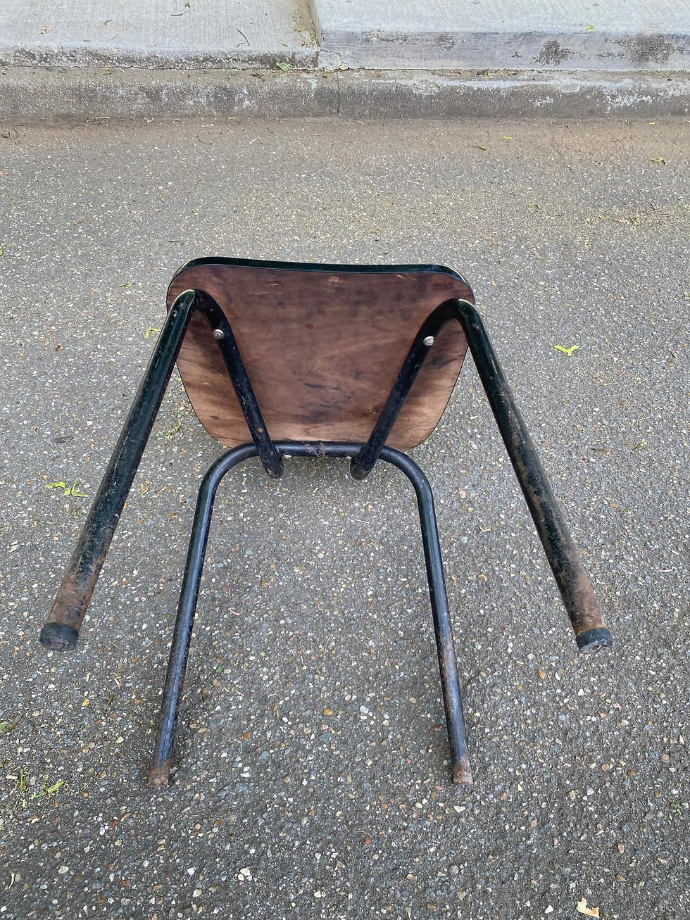 Miniature : Chaise en formica jaune et acier noir des années 70
