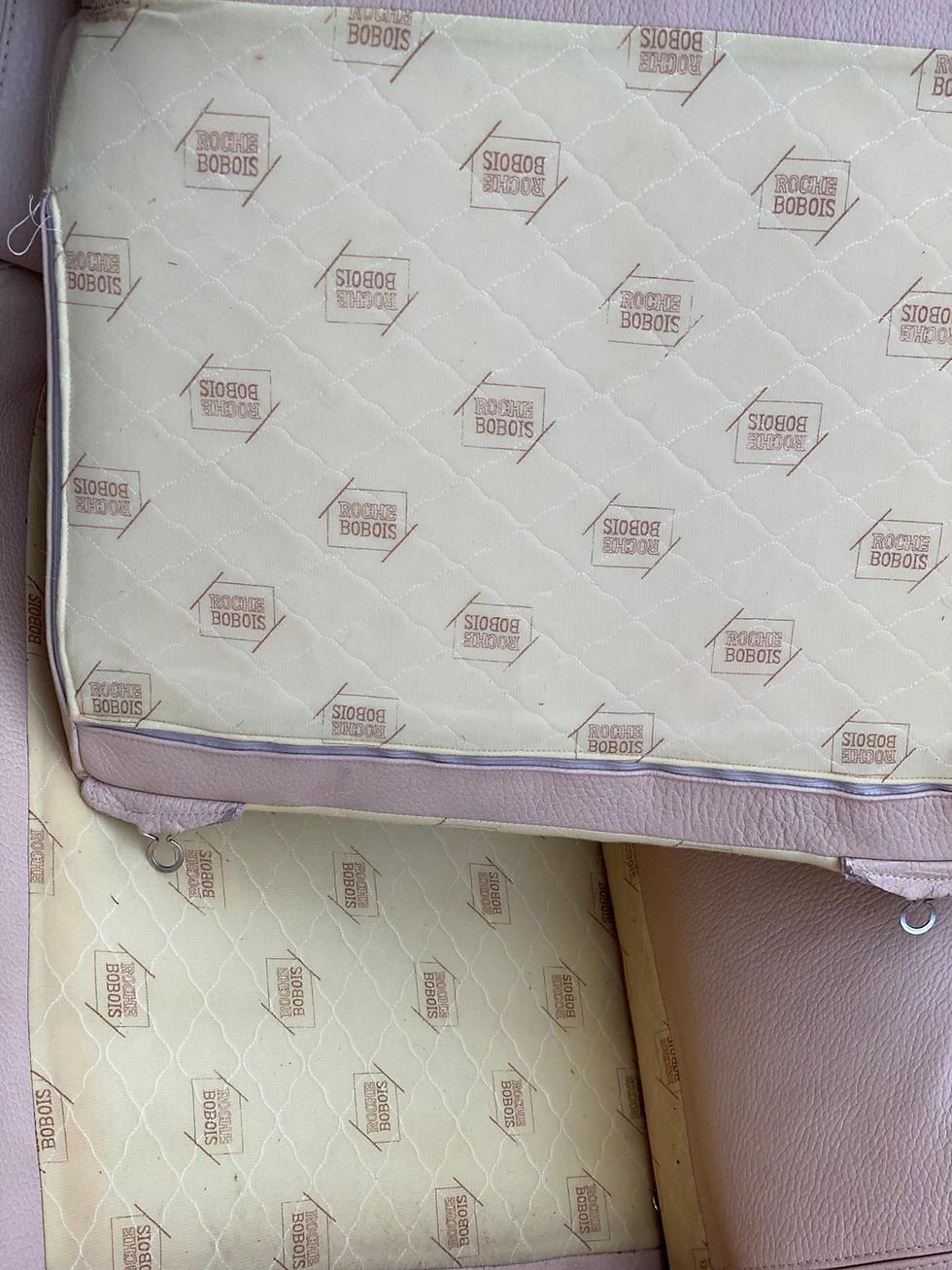 Miniature : Canapé beige clair saumon Roche Bobois cuir véritable