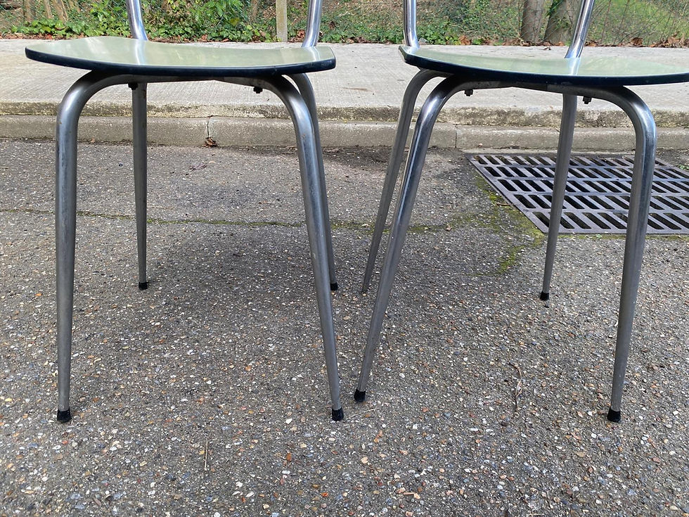 Miniature : 2 chaises formica vert clair et acier 1980