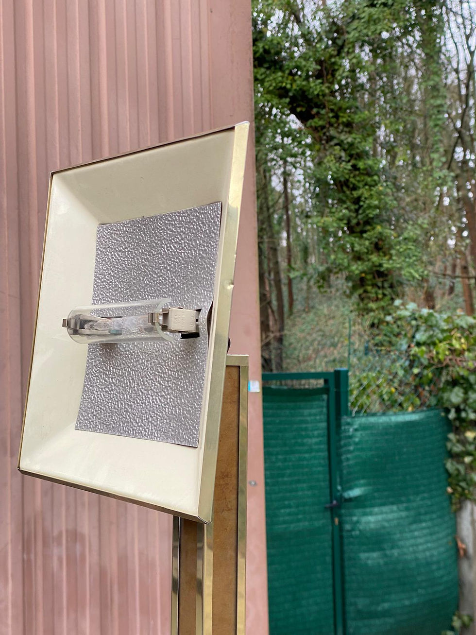 Miniature : Lampadaire carré art déco halogène vintage en laiton doré