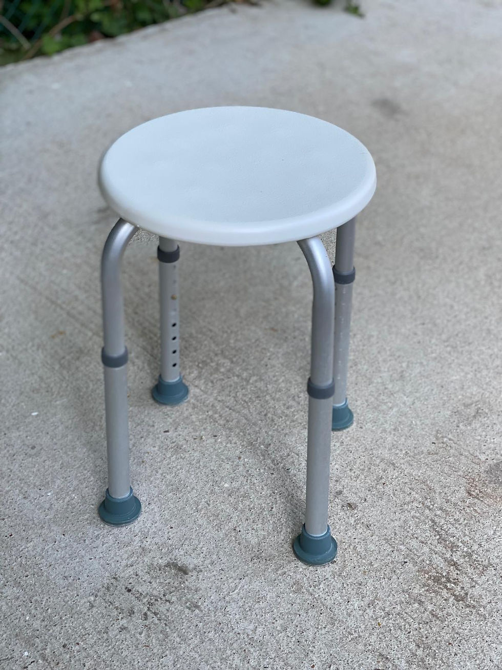Tabouret rond blanc et acier