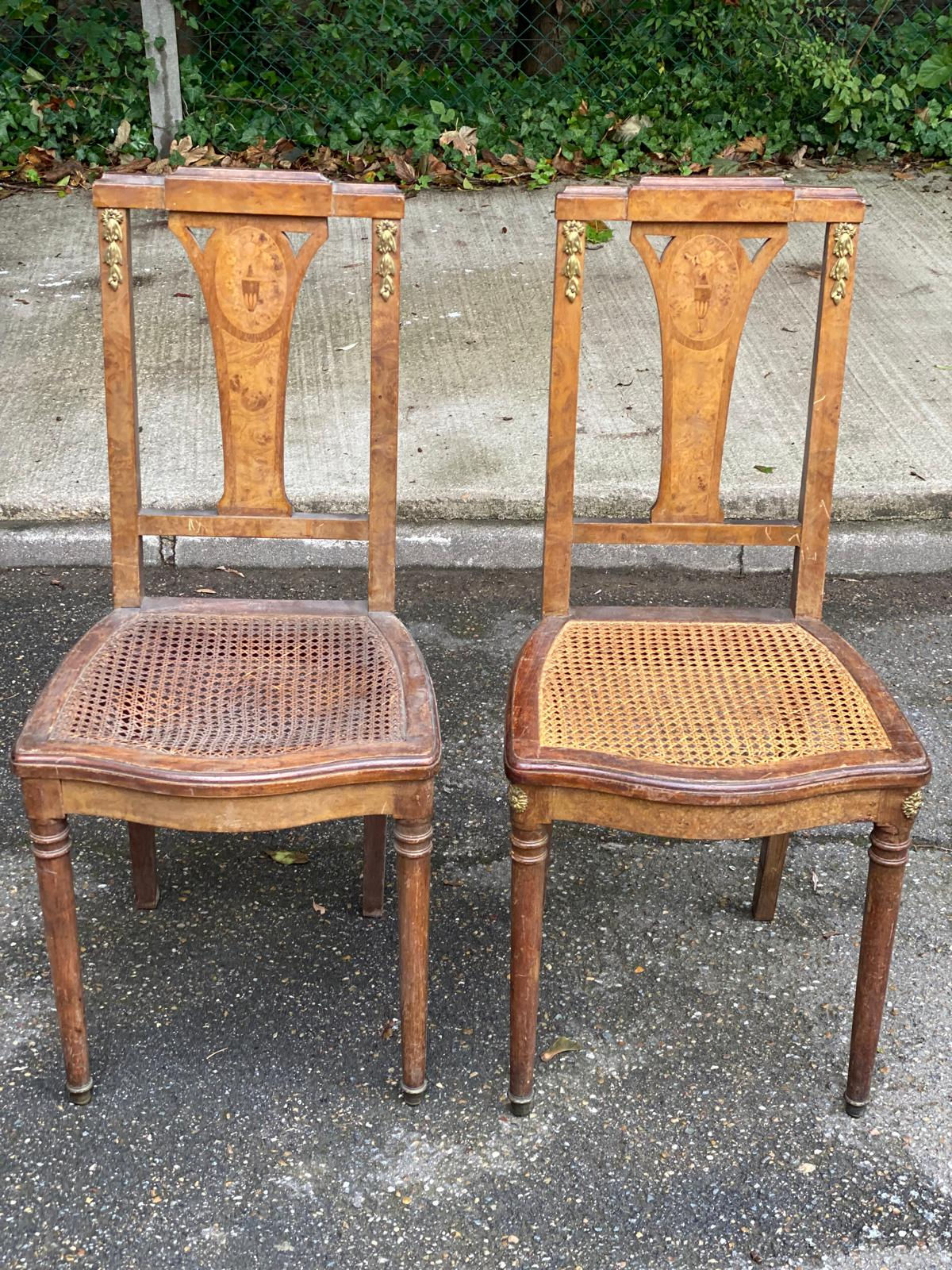 2 chaises art déco 1930 bois massif cannées