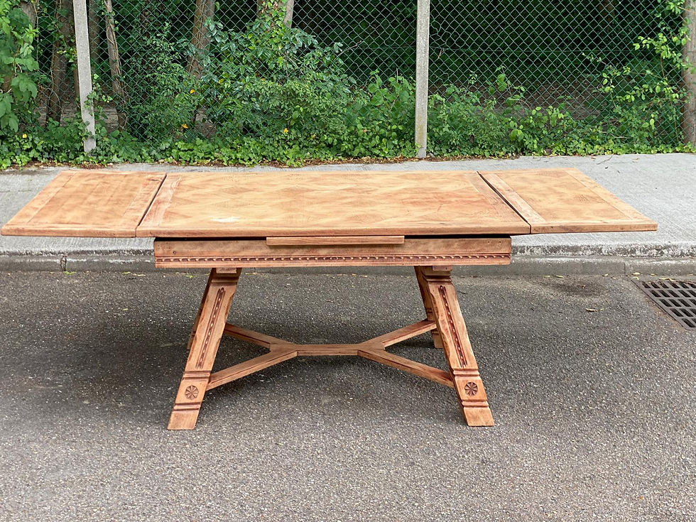 Miniature : Table à manger espagnole extensible rénovée en chêne des années 30