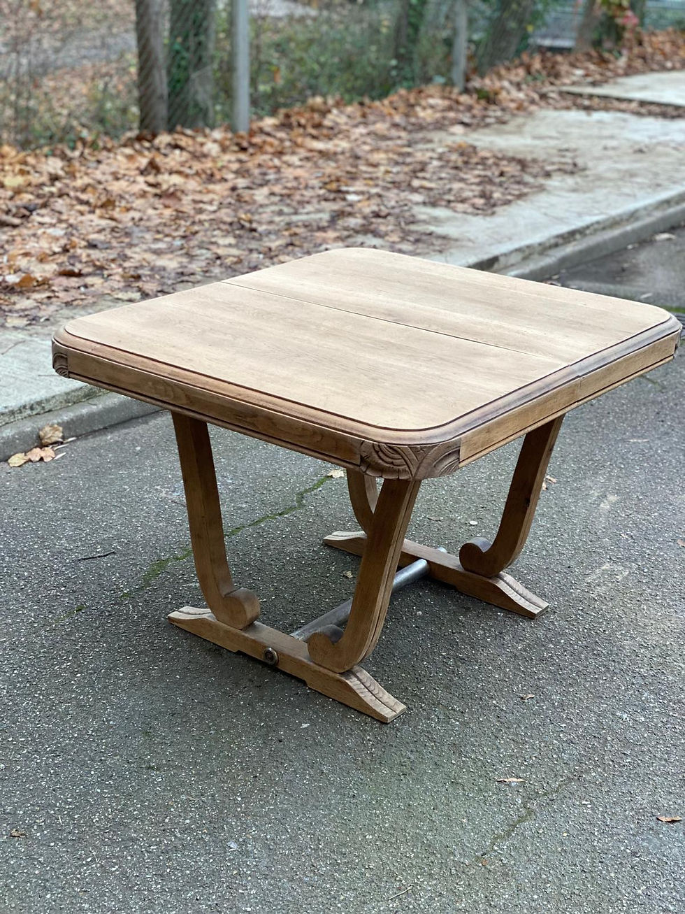 Miniature : Table à manger art déco rénovée en chêne massif 1940