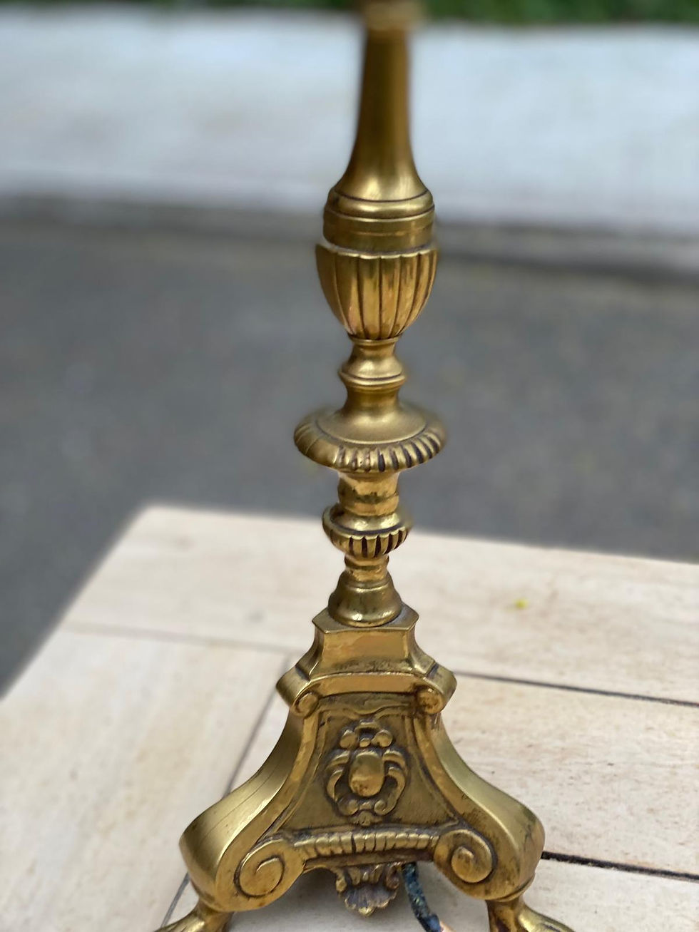 Miniature : Lampe a pue vintage pique-cierge en bronze doré du XIXème