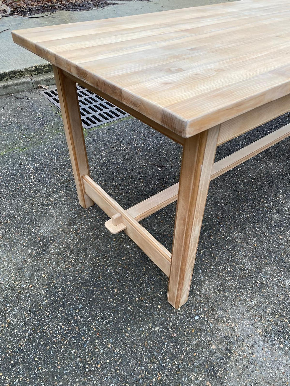 Miniature : Table à manger de ferme extensible rénovée en chêne massif 1950 200cm