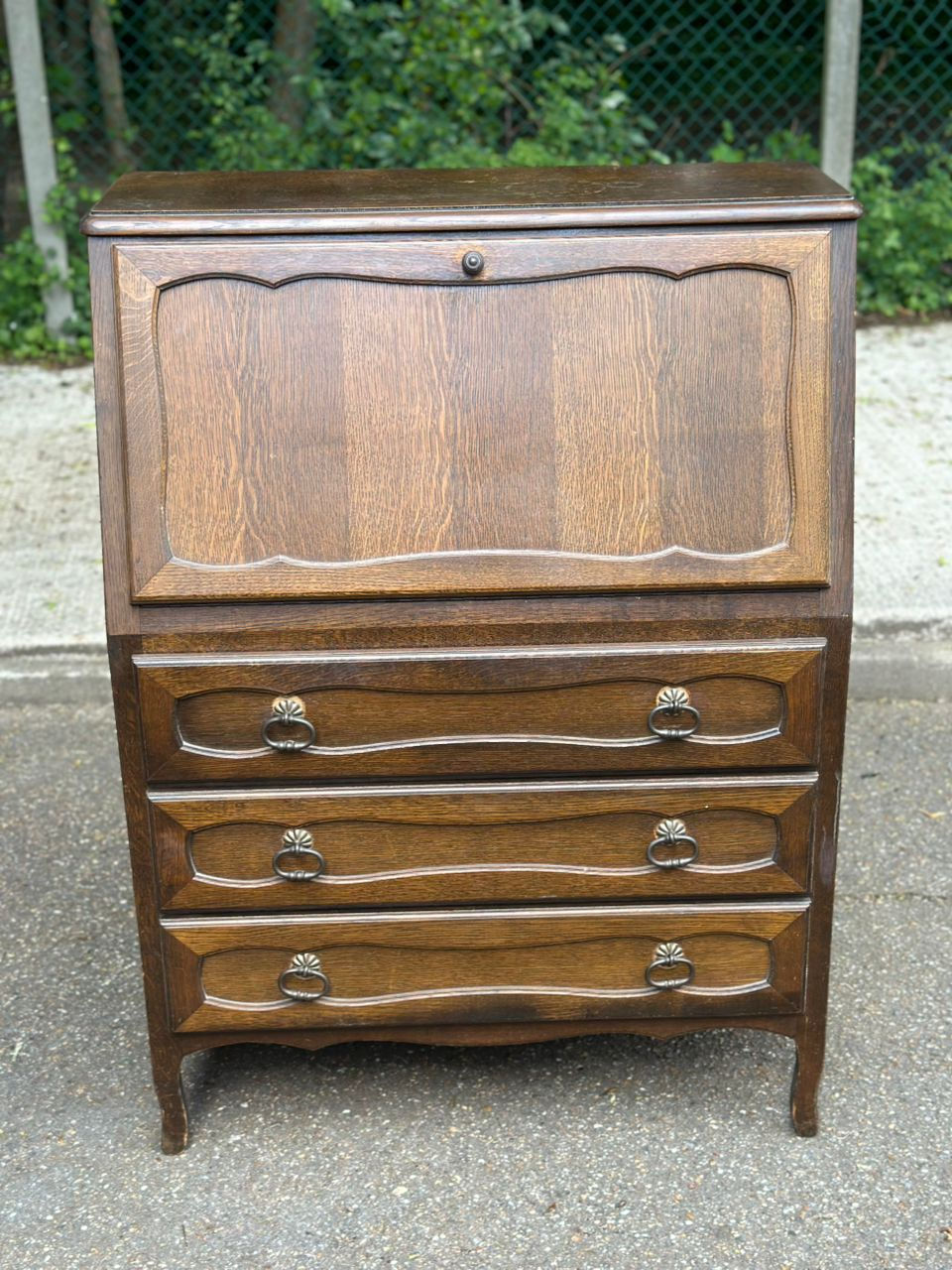 Secrétaire bureau à abattant en bois massif style Louis XV