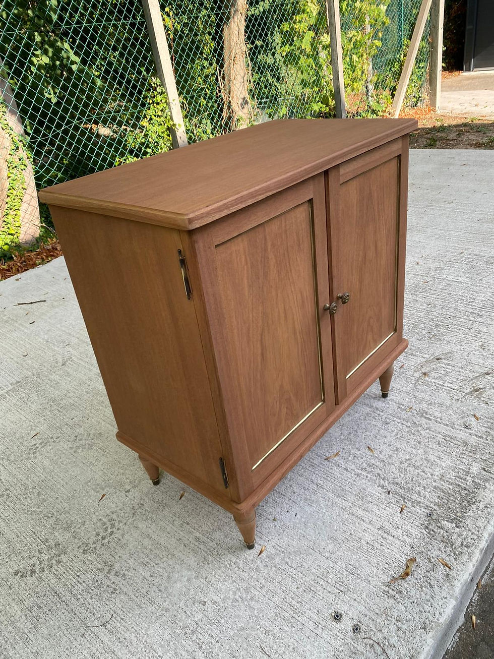 Miniature : Buffet meuble vinyle vintage Louis XVI décapé en acajou massif 1960