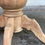 Miniature : Table à manger ronde extensible pied central art déco rénovée en bois brut 160cm