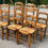 Miniature : 6 chaises bois massif et paille dossier sculpté papillon