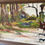 Miniature : Tableau vintage chasse à cour peinture à huile Cabos bois massif 160x90cm