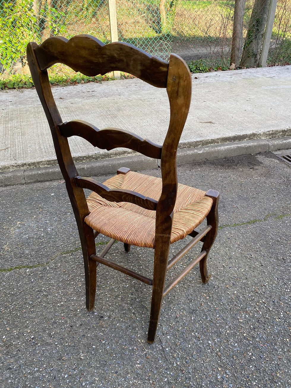 Miniature : Chaise bois massif chêne sculpté et paillées Louis XV époque 19ème