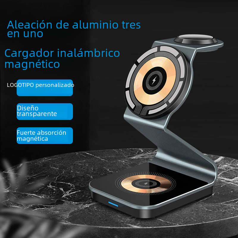 Thumbnail: 3-in-1 Wireless Charger with Magnetic Transparent Stand