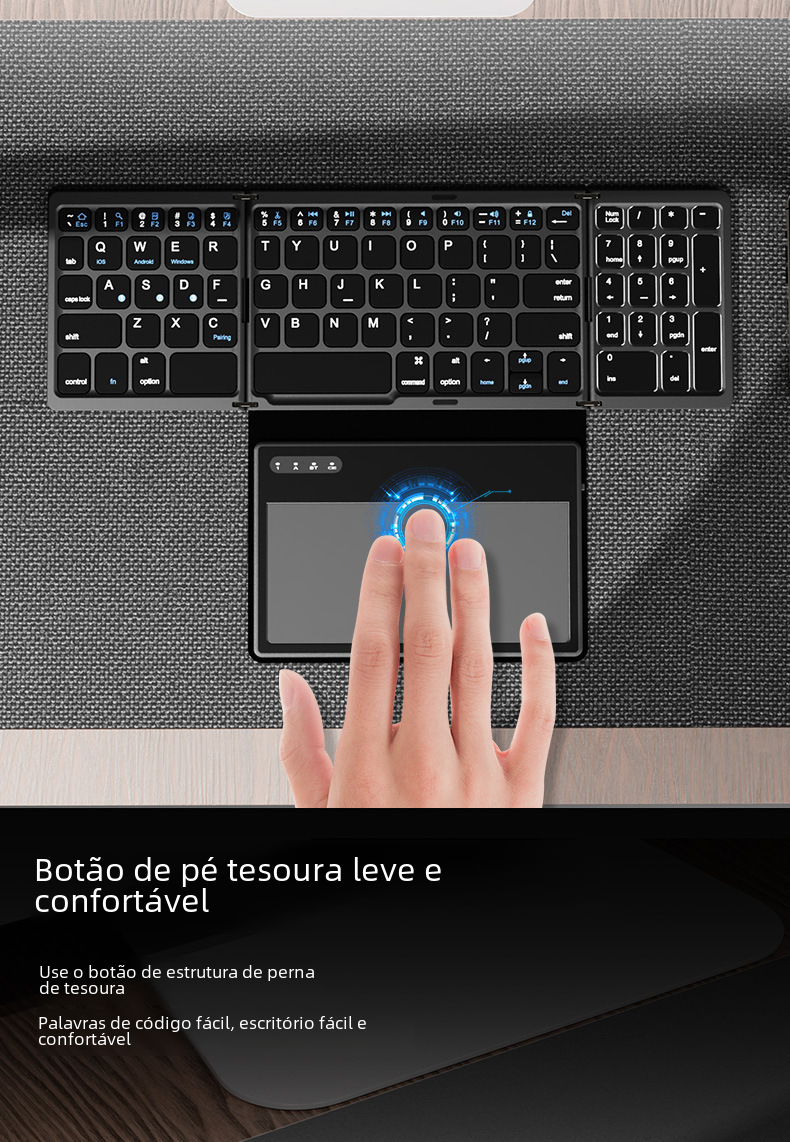 Thumbnail: B055 Bluetooth Foldable Keyboard for Tablets & Phones