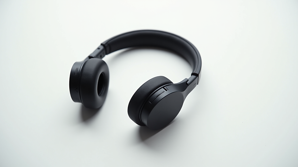 Close-up view of wireless Bluetooth headphones on a white background