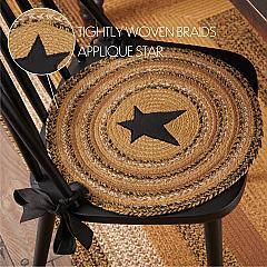 Thumbnail: Kettle Grove Jute Chair Pad Applique Star 15 inch Diameter