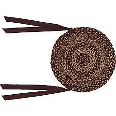 Thumbnail: Burgundy Tan Jute Chair Pad 15 inch Diameter Set of 6