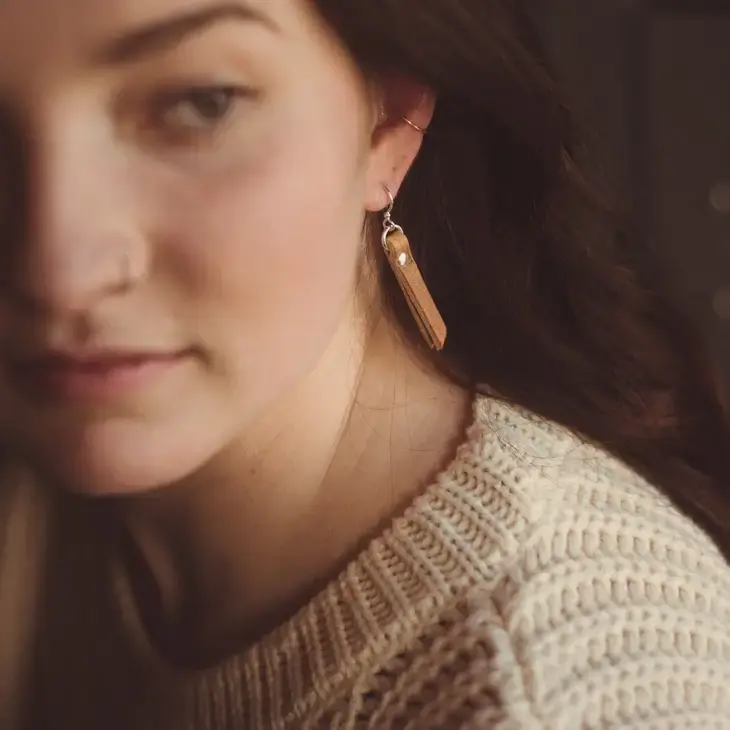 Thumbnail: Range Leather Bar Earrings