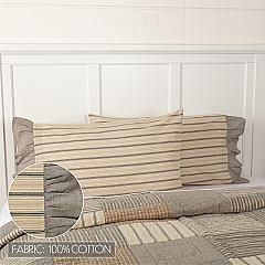 Thumbnail: Sawyer Mill Charcoal Stripe Ruffled Pillow Case Set of 2
