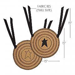 Thumbnail: Kettle Grove Jute Chair Pad Applique Star 15 inch Diameter