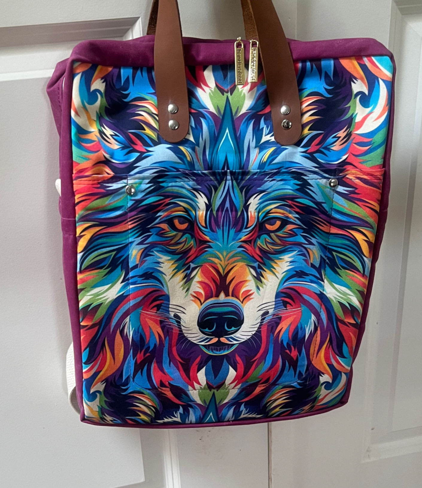 Wolf watercolour backpack