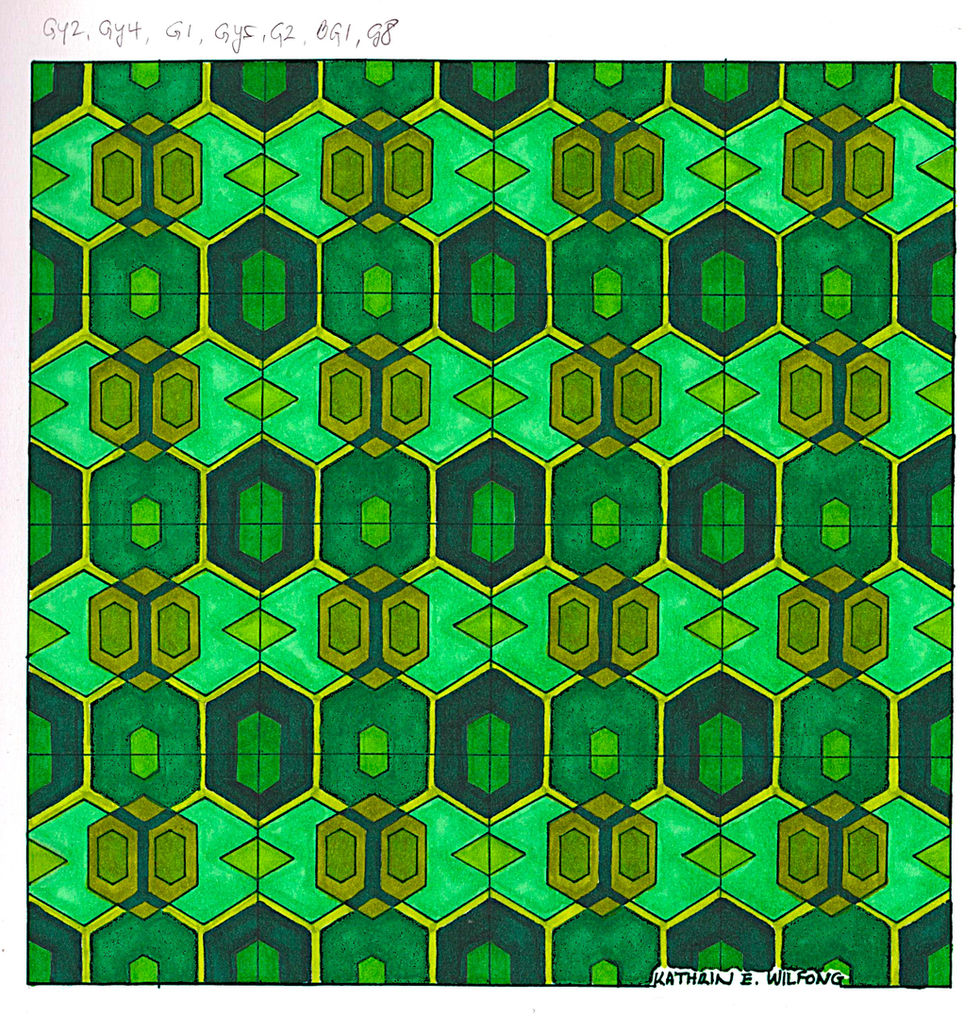Geometric green hexagon pattern design