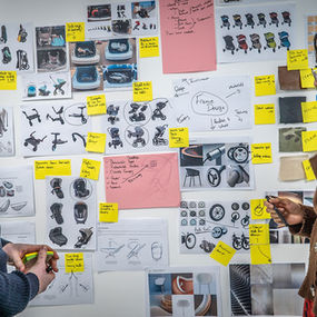 Designers looking at a mood board