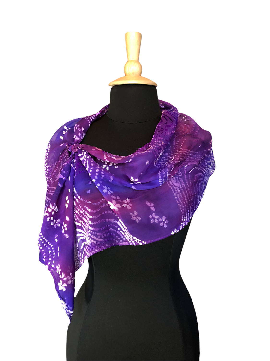 Silk Velvet Shawl - Royal Purple Devoré Velvet