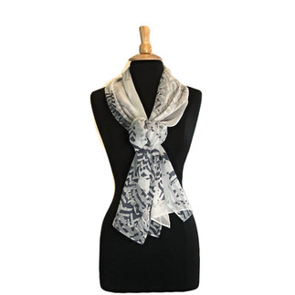 Powder Blue Chevron Silk Chiffon Scarf