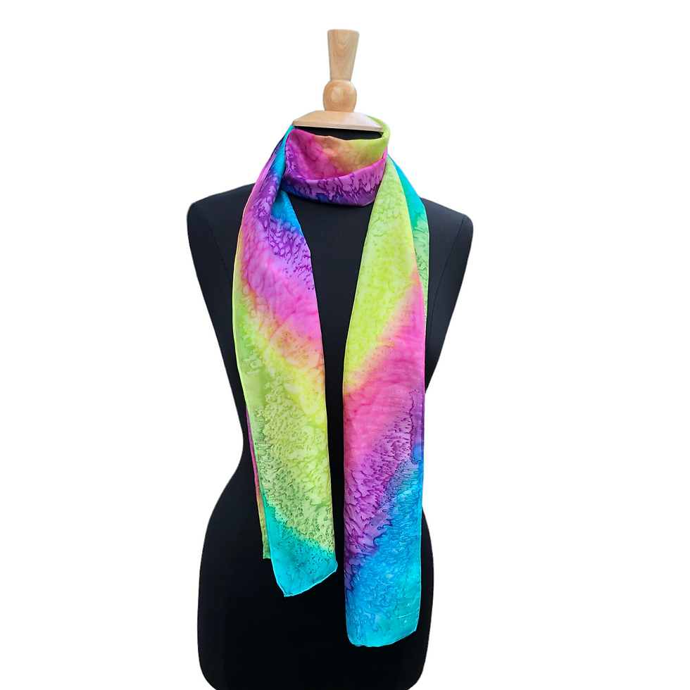 Thumbnail: Silk Scarf - Rainbow China Silk Skinny Scarf3