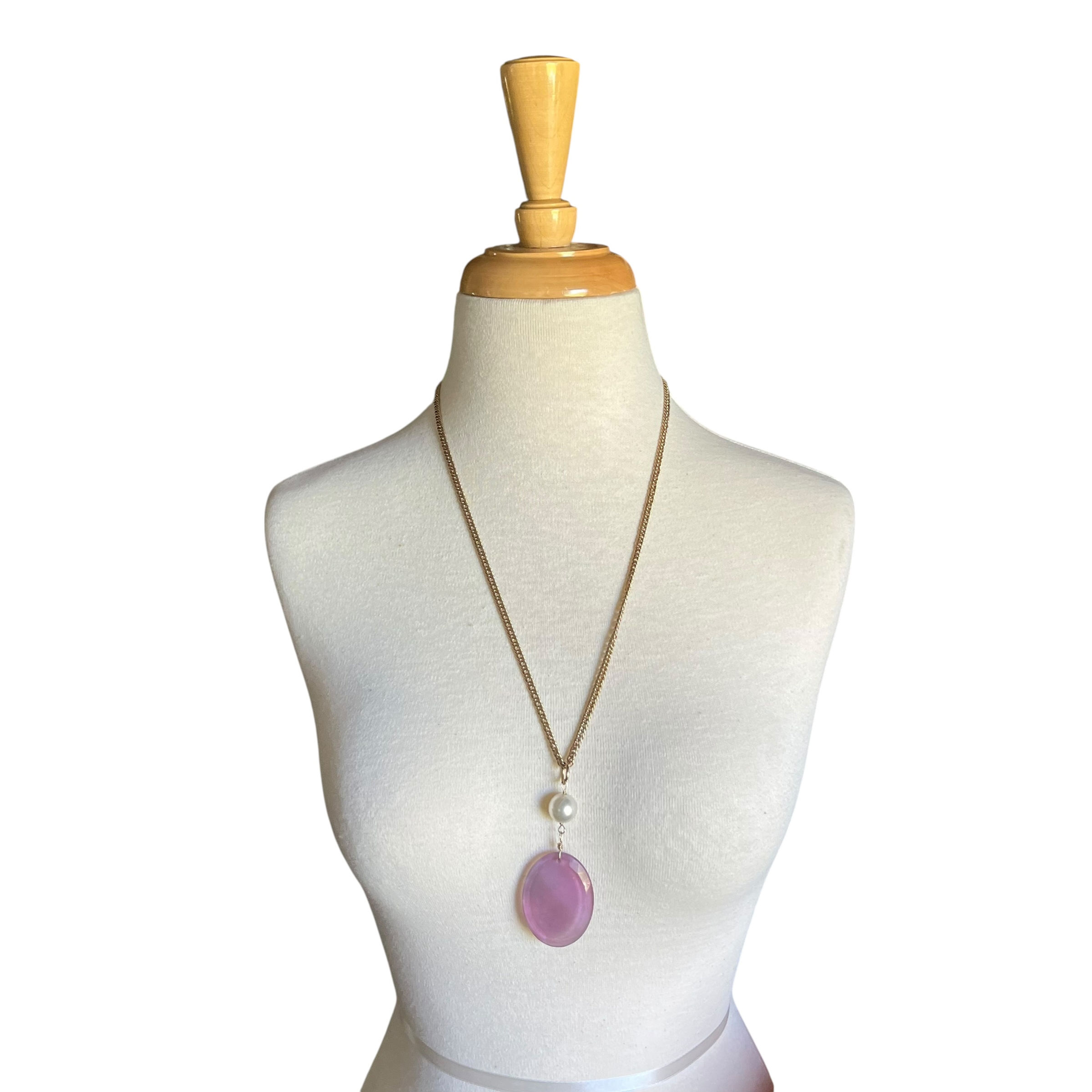 Amethyst Crystal Pendant Necklace on Mannequin