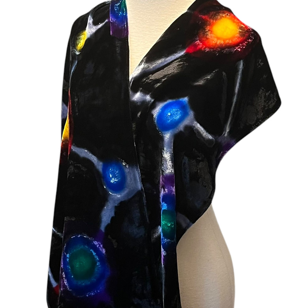 Thumbnail: Silk Velvet Shawl - Rainbow Intersections