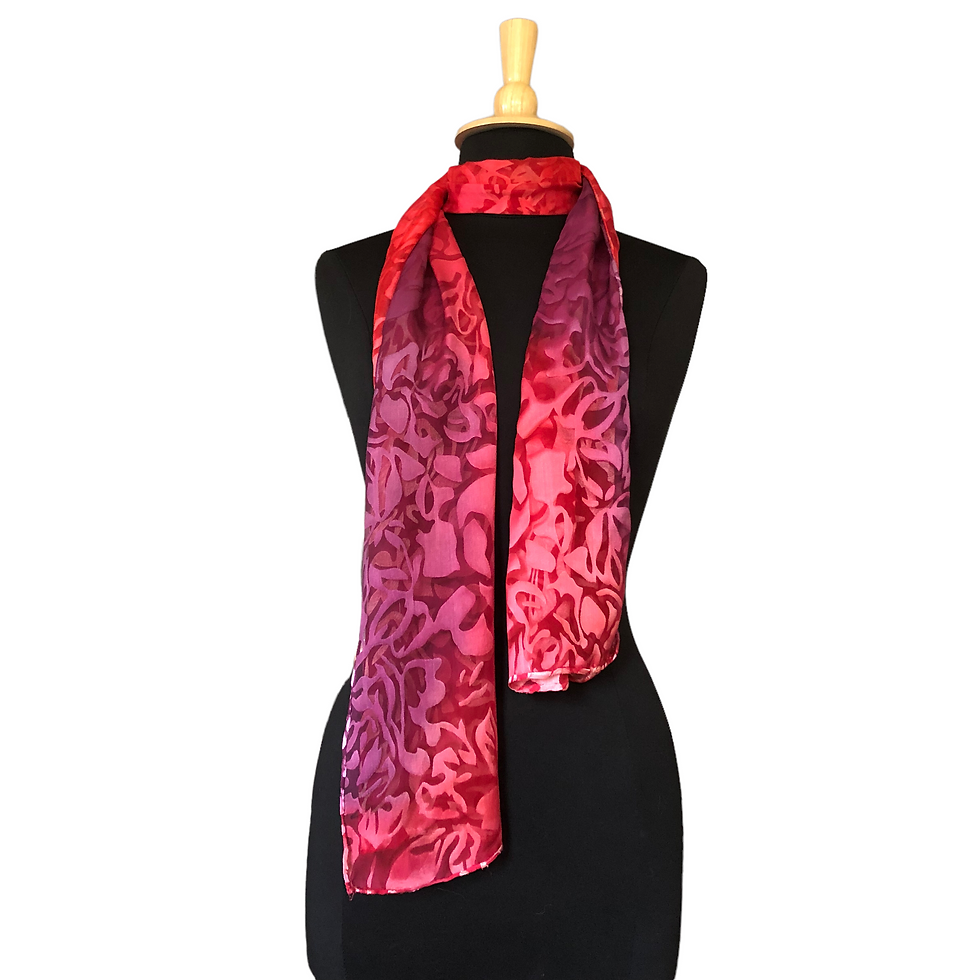 Thumbnail: Silk Scarf - Deep Fire Silk Satin Devore