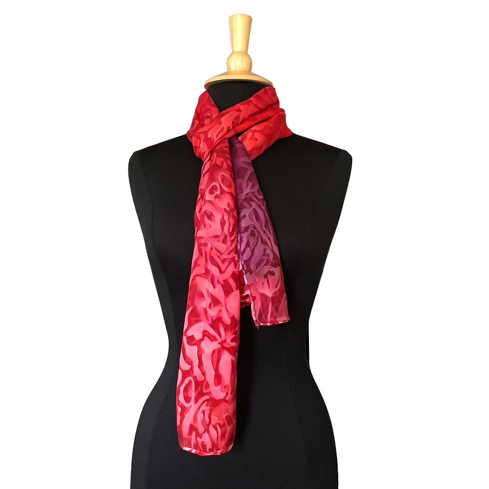 Thumbnail: Silk Scarf - Deep Fire Silk Satin Devore