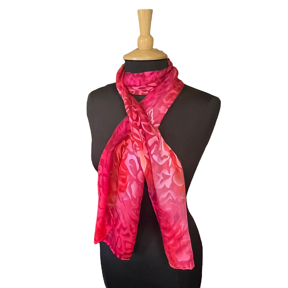 Thumbnail: Silk Scarf - Hibiscus Silk Satin Devoré