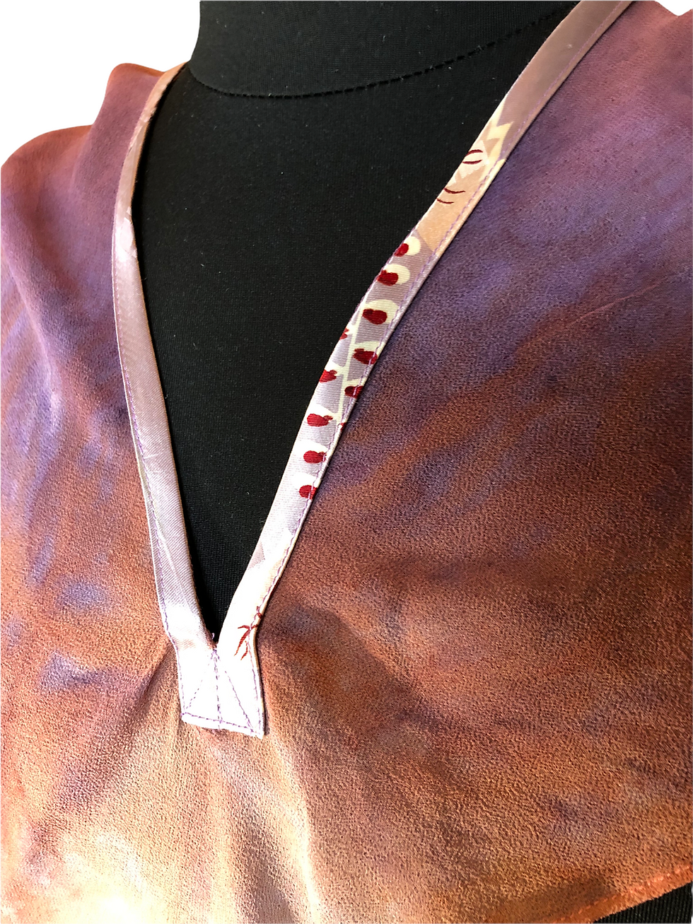 Thumbnail: Silk Shawl - Canyon Satin Trimmed Poncho