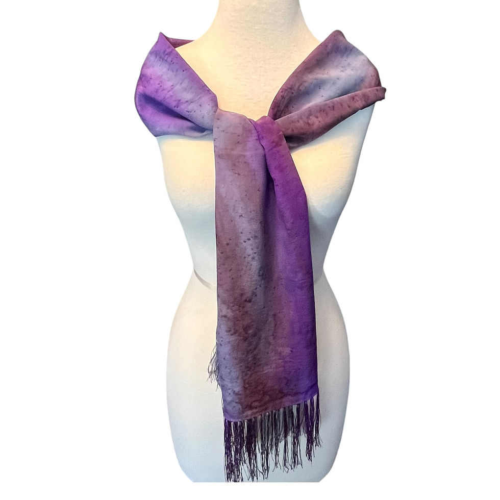 Thumbnail: Silk Scarf - Misty Orchid Crepe de Chine Scarf w/Hand-Tied Fringe