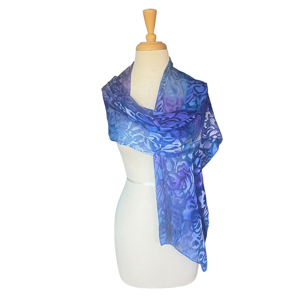 Thumbnail: Silk Scarf - Azul Silk Satin Devore