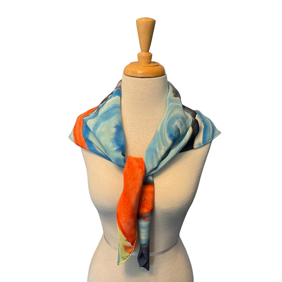 Thumbnail: Colorful Hand Painted Georgette Foulard Silk Scarf