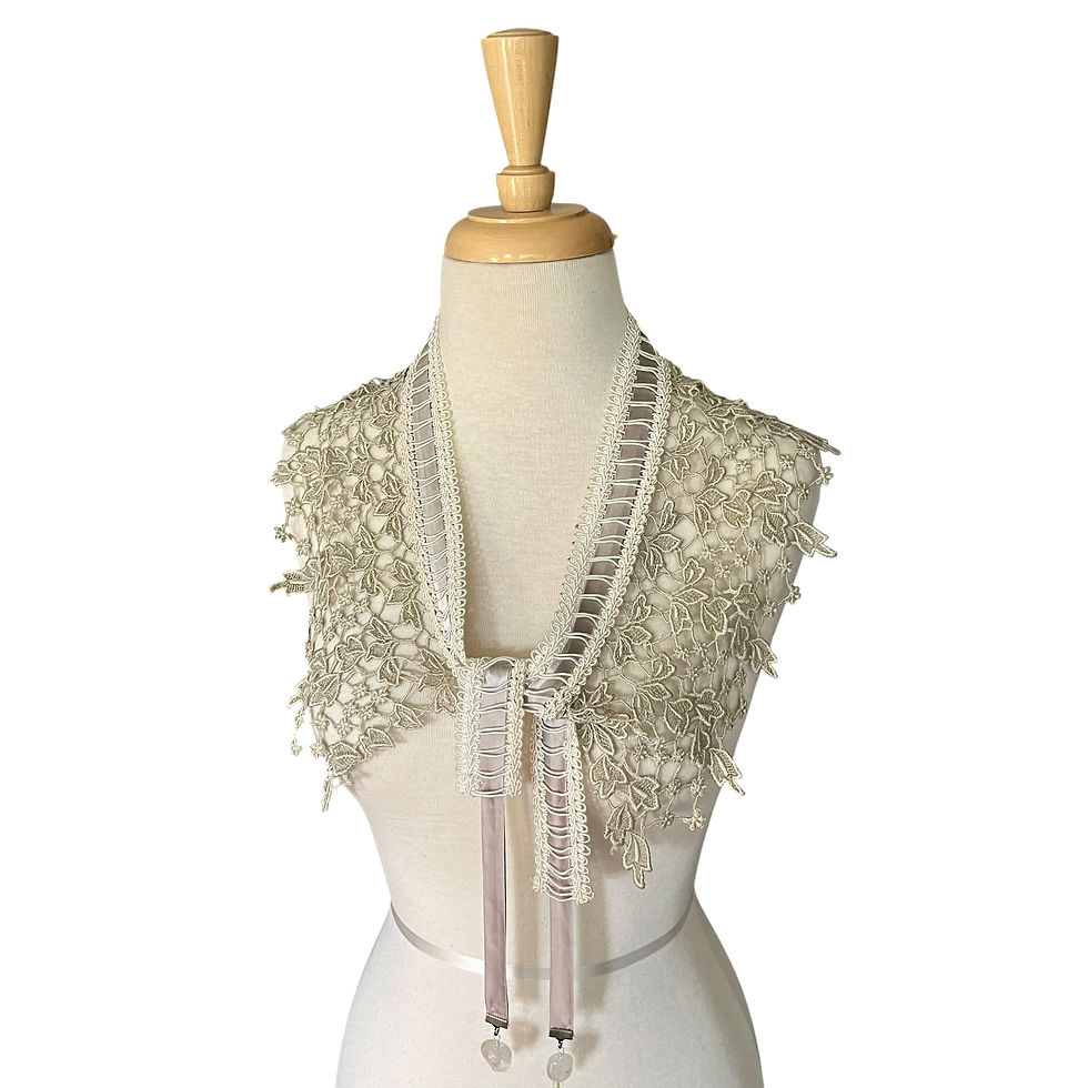 One of a Kind Hand Made Vintage Lace Quartz Collar & Belt styled as a collar